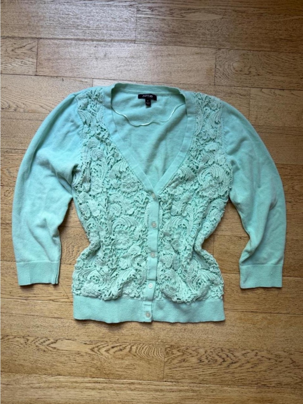 Apt. 9 Mint Crochet-Front V-Neck Cardigan